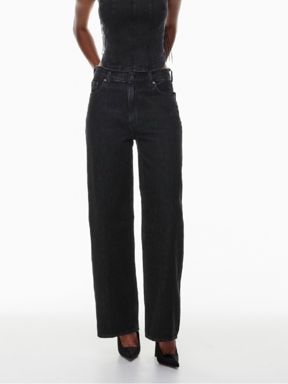 Aritzia 90s lo rise baggy wide leg jeans black 25